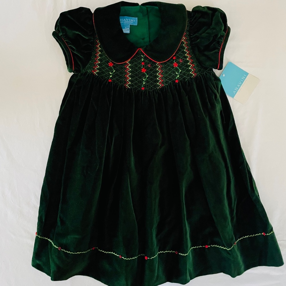 ANAVINI (size 3) green velvet Christmas dress